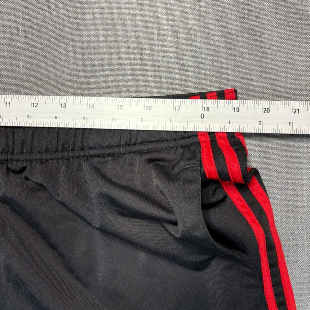 Adidas Mens 2XL Track Pants Black Red 3-Stripe Athletic Activewear Joggers